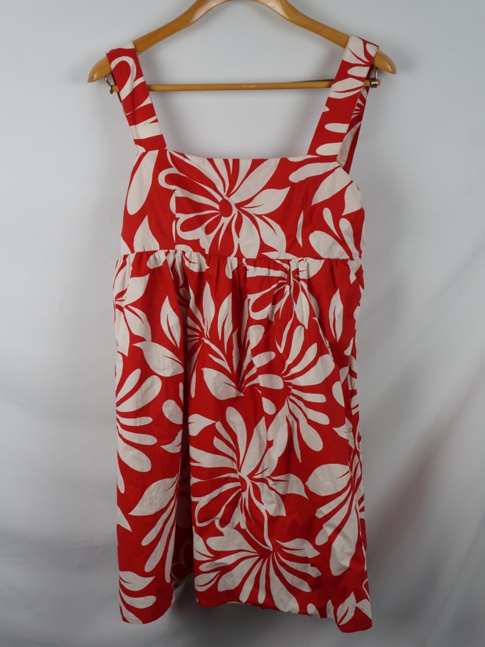 Gap Poplin Tie-Back Mini Dress in Red Floral Print, Size Medium Petite